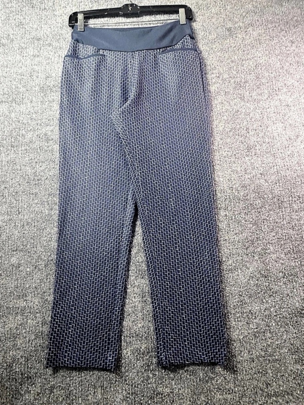 adidas Womens Golf Pants Size XS Blue White Geometric Pull On Stretch Ankle